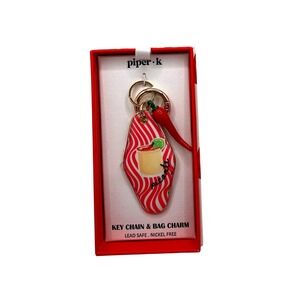 Piper K Key Chain & Bag Charm Pepper Red White Gold New Lead Safe Nickel Free
